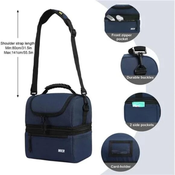 Adult Lunch Box Insulated Lunch Bag Large Cooler Tote Bag for Men Women - Picture 3 of 7